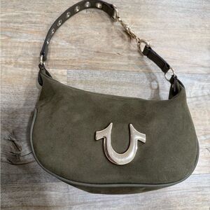 True Religion Khaki Shoulder Bag with Silver Accents